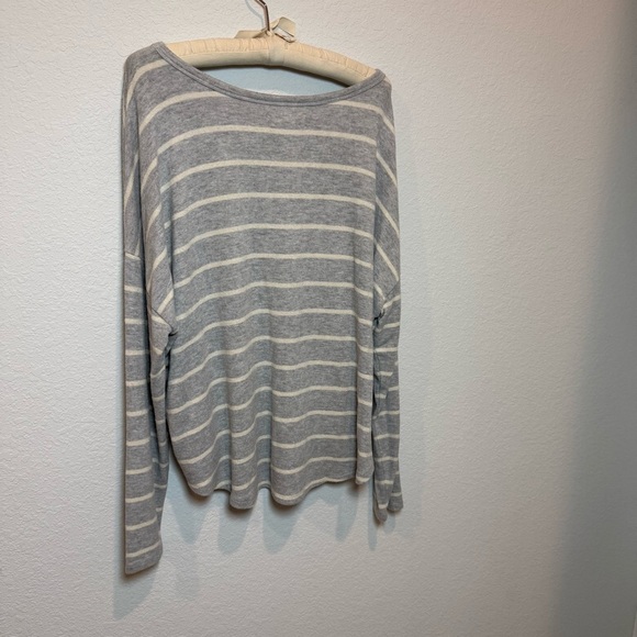 Lucky Brand Striped Long Sleeve Sweater in Gray and Cream - Picture 3 of 4